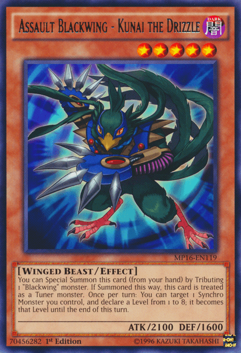 1st Edition, 2016 Mega-Tins Mega Pack, Dark, Effect Monster, Rare, Unlimited, Winged Beast Assault Blackwing - Kunai the Drizzle [MP16-EN119] Rare - Trading Card World