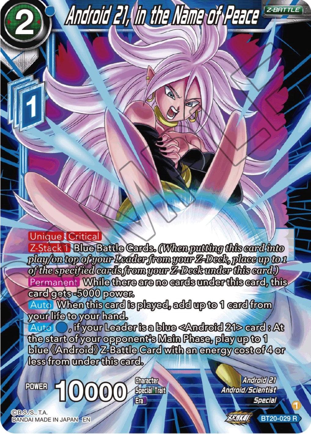 Android 21, Android/Scientist, Blue, BT20-029, Normal, Parallel Foil, Power Absorbed, Rare, Special, Z-Battle Android 21, in the Name of Peace (BT20-029) [Power Absorbed] - Trading Card World