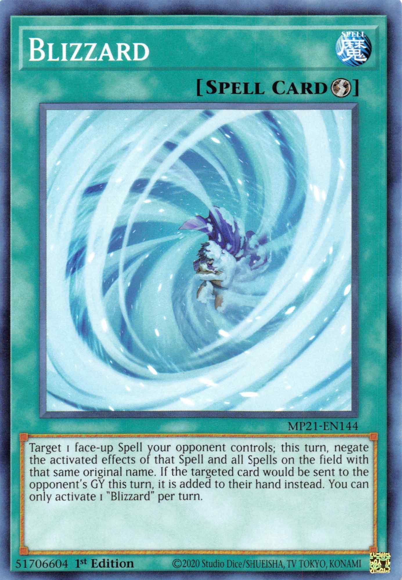 1st Edition, 2021 Tin of Ancient Battles, Common, Quick-Play Spell, Spell Blizzard [MP21-EN144] Common - Trading Card World