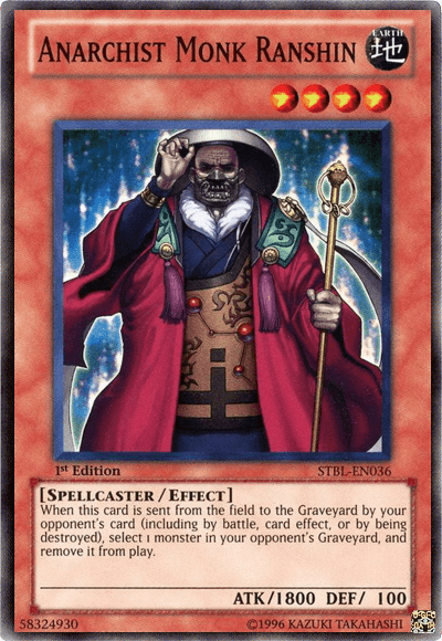 1st Edition, Earth, Effect Monster, Spellcaster, Starstrike Blast, Super Rare, Unlimited Anarchist Monk Ranshin [STBL-EN036] Super Rare - Trading Card World