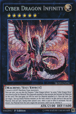 1st Edition, Breakers of Shadow, Light, Machine, Secret Rare, Unlimited, Xyz/Effect Monster Cyber Dragon Infinity [BOSH-EN094] Secret Rare - Trading Card World