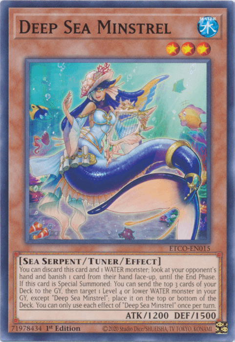 1st Edition, Common, Eternity Code, Sea Serpent, Tuner/Effect Monster, Water Deep Sea Minstrel [ETCO-EN015] Common - Trading Card World