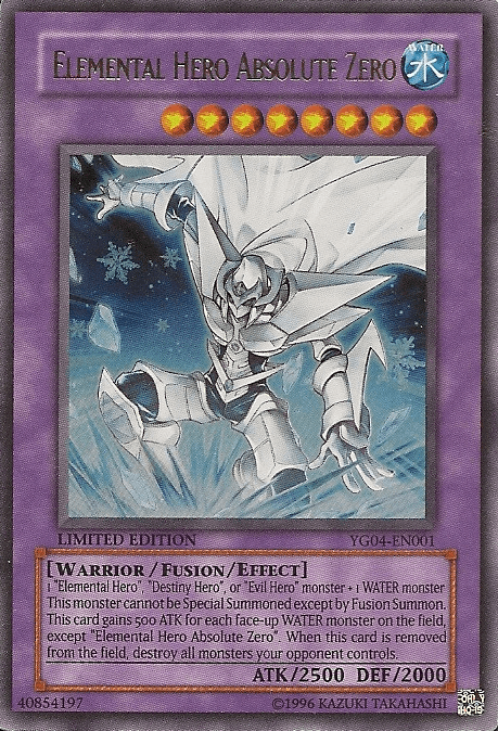 Fusion/Effect Monster, GX Manga Promotional Cards, Limited, Ultra Rare, Warrior, Water Elemental Hero Absolute Zero [YG04-EN001] Ultra Rare - Trading Card World