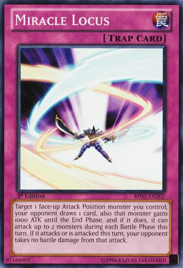 1st Edition, Battle Pack 2: War of the Giants, Mosaic Rare, Normal Trap, Trap, Unlimited Miracle Locus [BP02-EN202] Mosaic Rare - Trading Card World