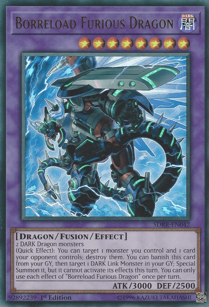 1st Edition, Dark, Dragon, Fusion/Effect Monster, Structure Deck: Rokket Revolt, Ultra Rare Borreload Furious Dragon [SDRR-EN042] Ultra Rare - Trading Card World