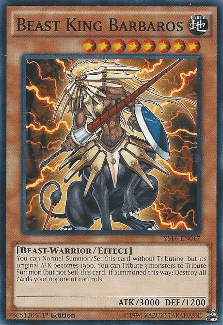 1st Edition, Beast-Warrior, Common, Earth, Effect Monster, Starter Deck: Yuya Beast King Barbaros [YS16-EN017] Common - Trading Card World