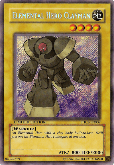 Earth, Elemental Hero Collection 2, Limited, Normal Monster, Secret Rare, Warrior Elemental Hero Clayman [EHC2-EN002] Secret Rare - Trading Card World