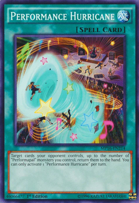 1st Edition, 2016 Mega-Tins Mega Pack, Common, Normal Spell, Spell, Unlimited Performance Hurricane [MP16-EN214] Common - Trading Card World