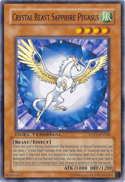 Beast, Common, Duel Terminal - Preview, Effect Monster, Limited, Wind Crystal Beast Sapphire Pegasus [DTP1-EN028] Common - Trading Card World