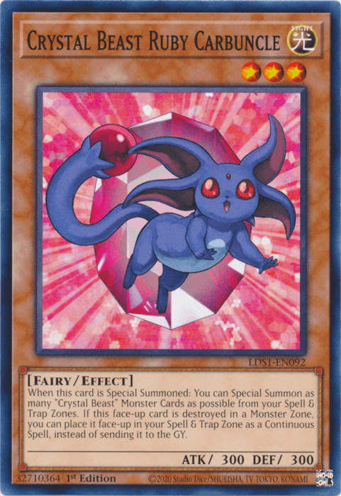 1st Edition, Common, Effect Monster, Fairy, Legendary Duelists: Season 1, Light Crystal Beast Ruby Carbuncle [LDS1-EN092] Common - Trading Card World