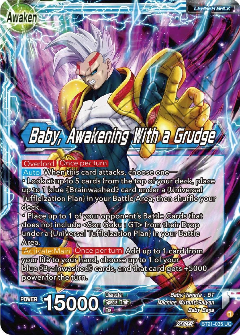 Baby Saga, Baby/Vegeta: GT, Blue, BT21-035, Leader, Machine Mutant/Saiyan, Normal, Parallel Foil, Uncommon, Wild Resurgence Baby // Baby, Awakening With a Grudge (BT21-035) [Wild Resurgence] - Trading Card World