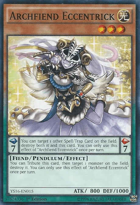 1st Edition, Common, Fiend, Light, Pendulum/Effect Monster, Starter Deck: Yuya Archfiend Eccentrick [YS16-EN015] Common - Trading Card World