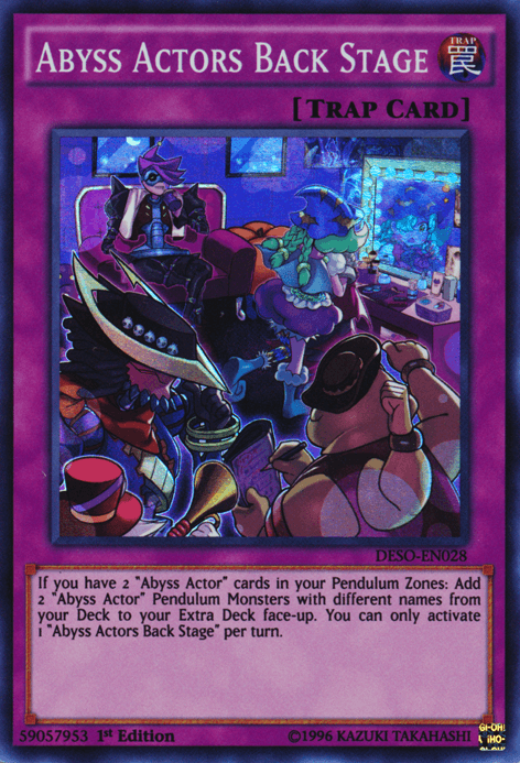 1st Edition, Destiny Soldiers, Normal Trap, Super Rare, Trap Abyss Actors Back Stage [DESO-EN028] Super Rare - Trading Card World
