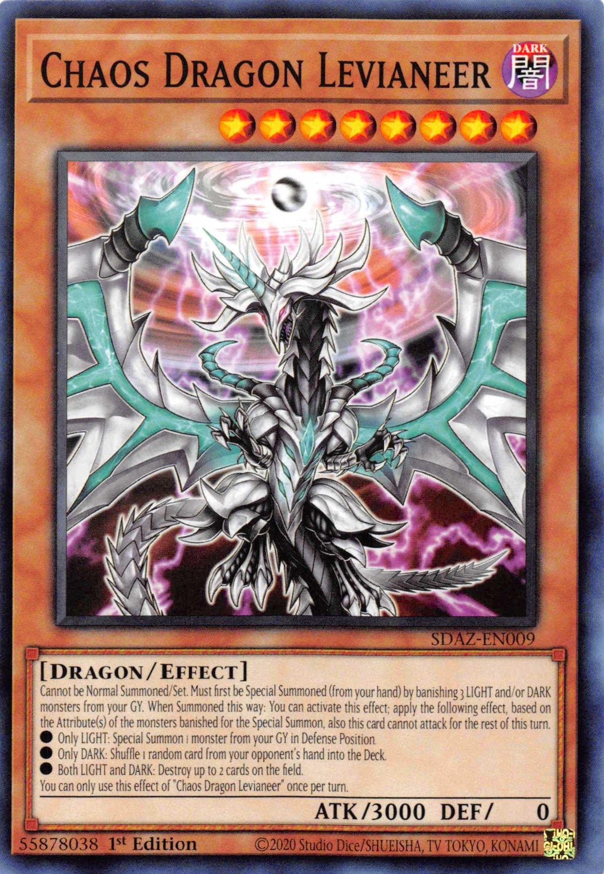 1st Edition, Common, Dark, Dragon, Effect Monster, Structure Deck: Albaz Strike Chaos Dragon Levianeer [SDAZ-EN009] Common - Trading Card World