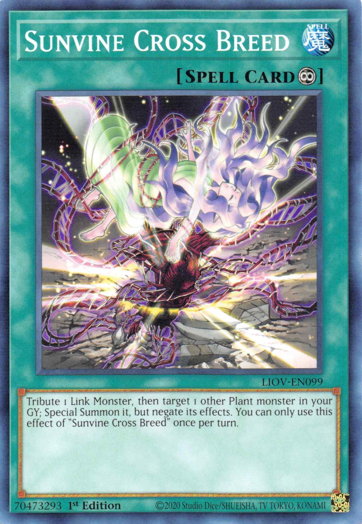 1st Edition, Common, Continuous Spell, Lightning Overdrive, Spell Sunvine Cross Breed [LIOV-EN099] Common - Trading Card World