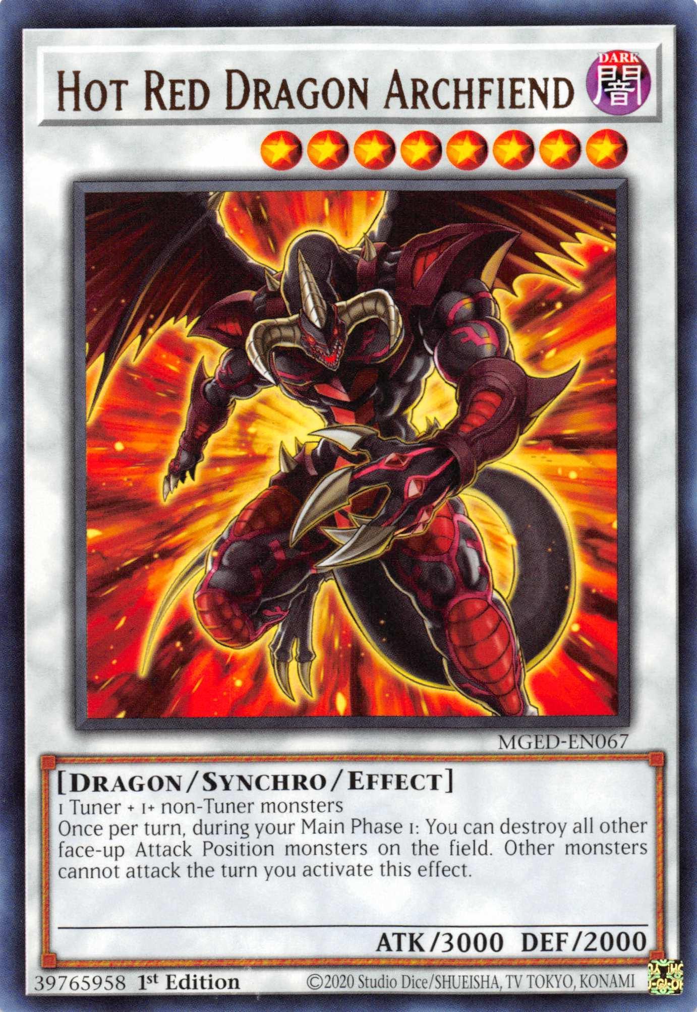 1st Edition, Dark, Dragon, Maximum Gold: El Dorado, Rare, Synchro/Effect Monster Hot Red Dragon Archfiend [MGED-EN067] Rare - Trading Card World