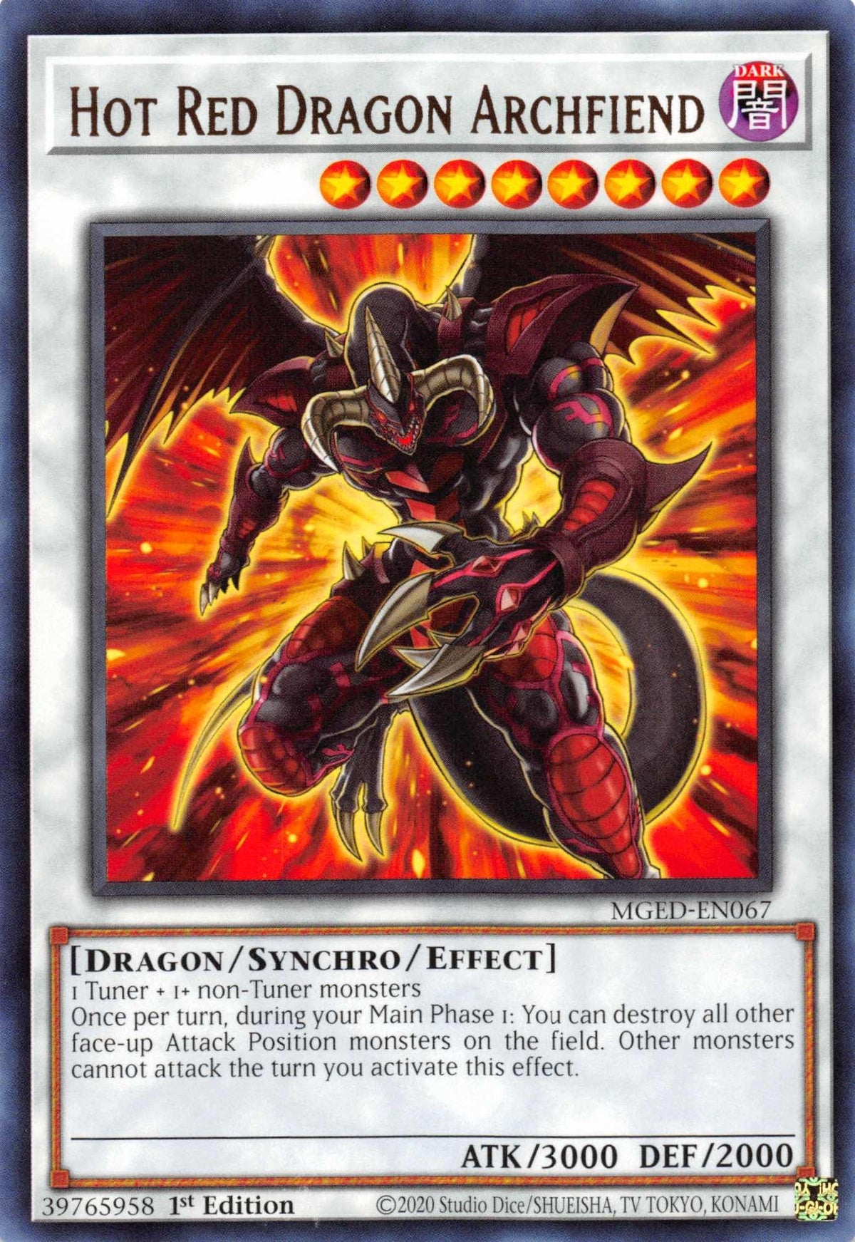 1st Edition, Dark, Dragon, Maximum Gold: El Dorado, Rare, Synchro/Effect Monster Hot Red Dragon Archfiend [MGED-EN067] Rare - Trading Card World