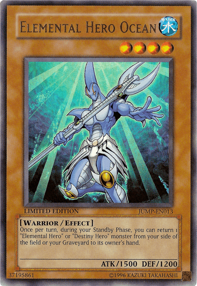 Effect Monster, Limited, Shonen Jump Magazine Promos, Ultra Rare, Warrior, Water Elemental Hero Ocean [JUMP-EN013] Ultra Rare - Trading Card World