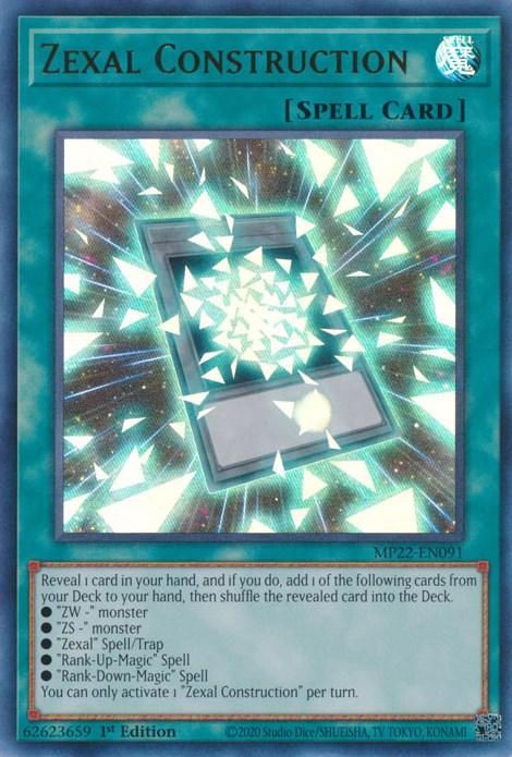 1st Edition, 2022 Tin of the Pharaoh's Gods, Normal Spell, Spell, Ultra Rare Zexal Construction [MP22-EN091] Ultra Rare - Trading Card World