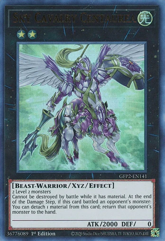 1st Edition, Ghosts From the Past: The 2nd Haunting, Light, Ultra Rare, Warrior, Xyz/Effect Monster Sky Cavalry Centaurea [GFP2-EN141] Ultra Rare - Trading Card World