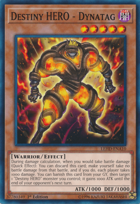 1st Edition, Common, Dark, Effect Monster, Legendary Hero Decks, Warrior Destiny Hero - Dynatag [LEHD-ENA10] Common - Trading Card World