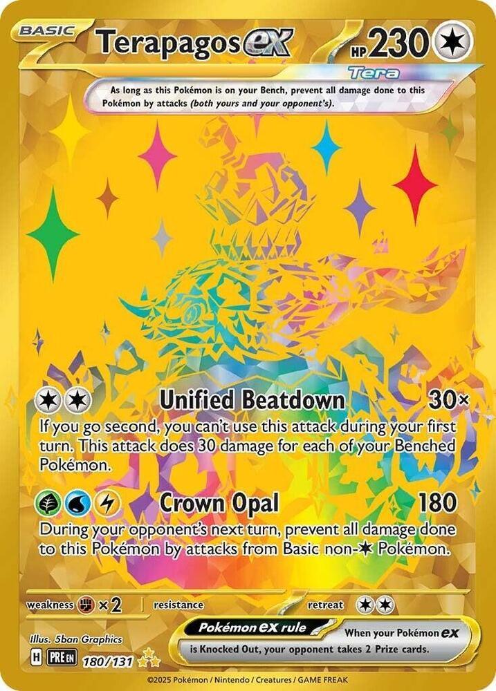 180, Colorless, Fighting [x2], Holofoil, Hyper Rare, Scarlet & Violet: Prismatic Evolutions Terapagos ex (180/131) [Scarlet & Violet: Prismatic Evolutions] - Trading Card World