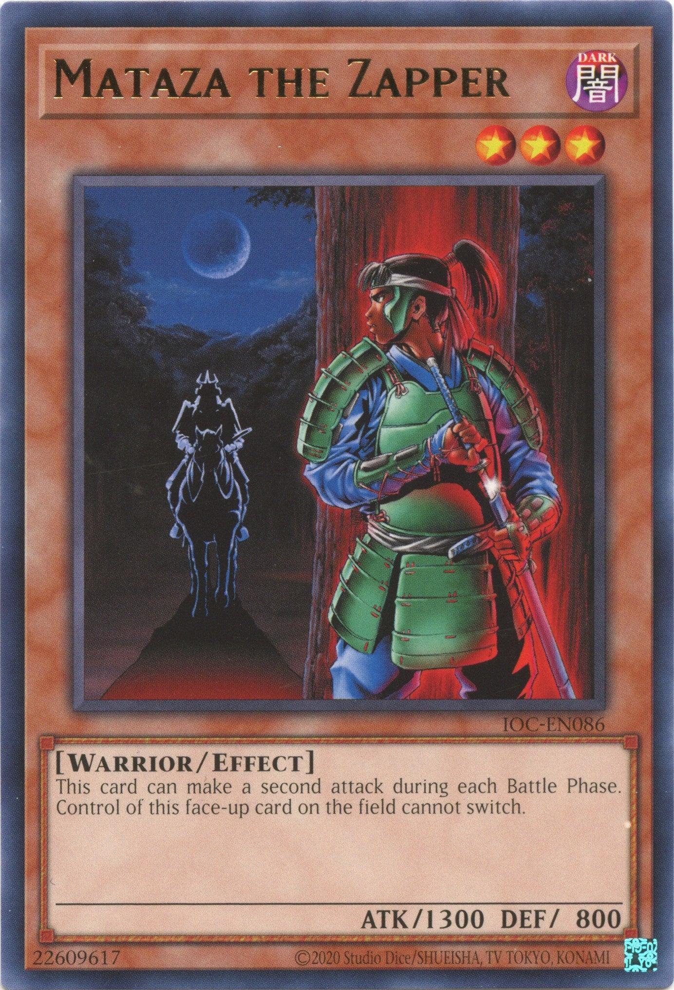 Dark, Effect Monster, Invasion of Chaos (25th Anniversary Edition), Rare, Unlimited, Warrior Mataza the Zapper (25th Anniversary) [IOC-EN086] Rare - Trading Card World
