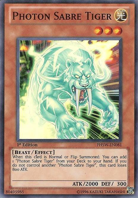 1st Edition, Beast, Effect Monster, Light, Photon Shockwave, Super Rare, Unlimited Photon Sabre Tiger [PHSW-EN081] Super Rare - Trading Card World