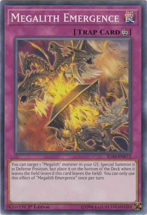 1st Edition, Common, Continuous Trap, Ignition Assault, Trap, Unlimited Megalith Emergence [IGAS-EN072] Common - Trading Card World