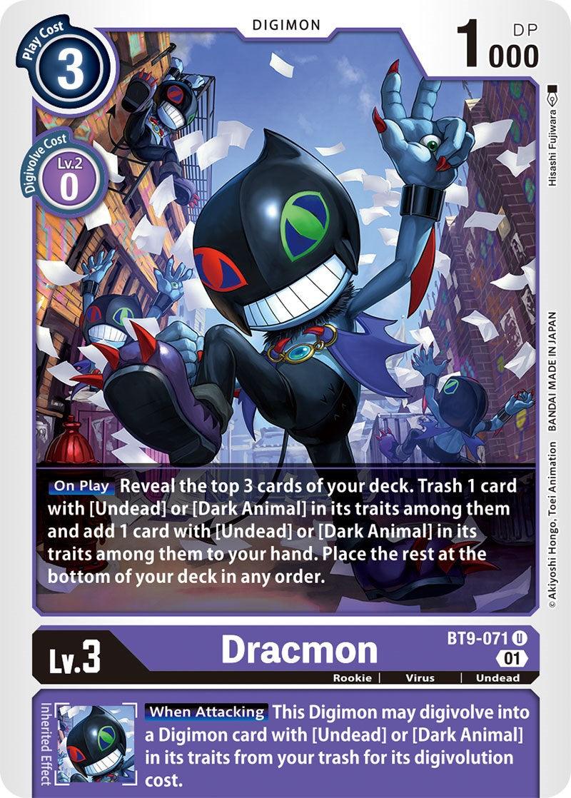 BT9-071, Digimon, Purple, Rookie, Uncommon, Undead, Virus, X Record Dracmon [BT9-071] [X Record] - Trading Card World