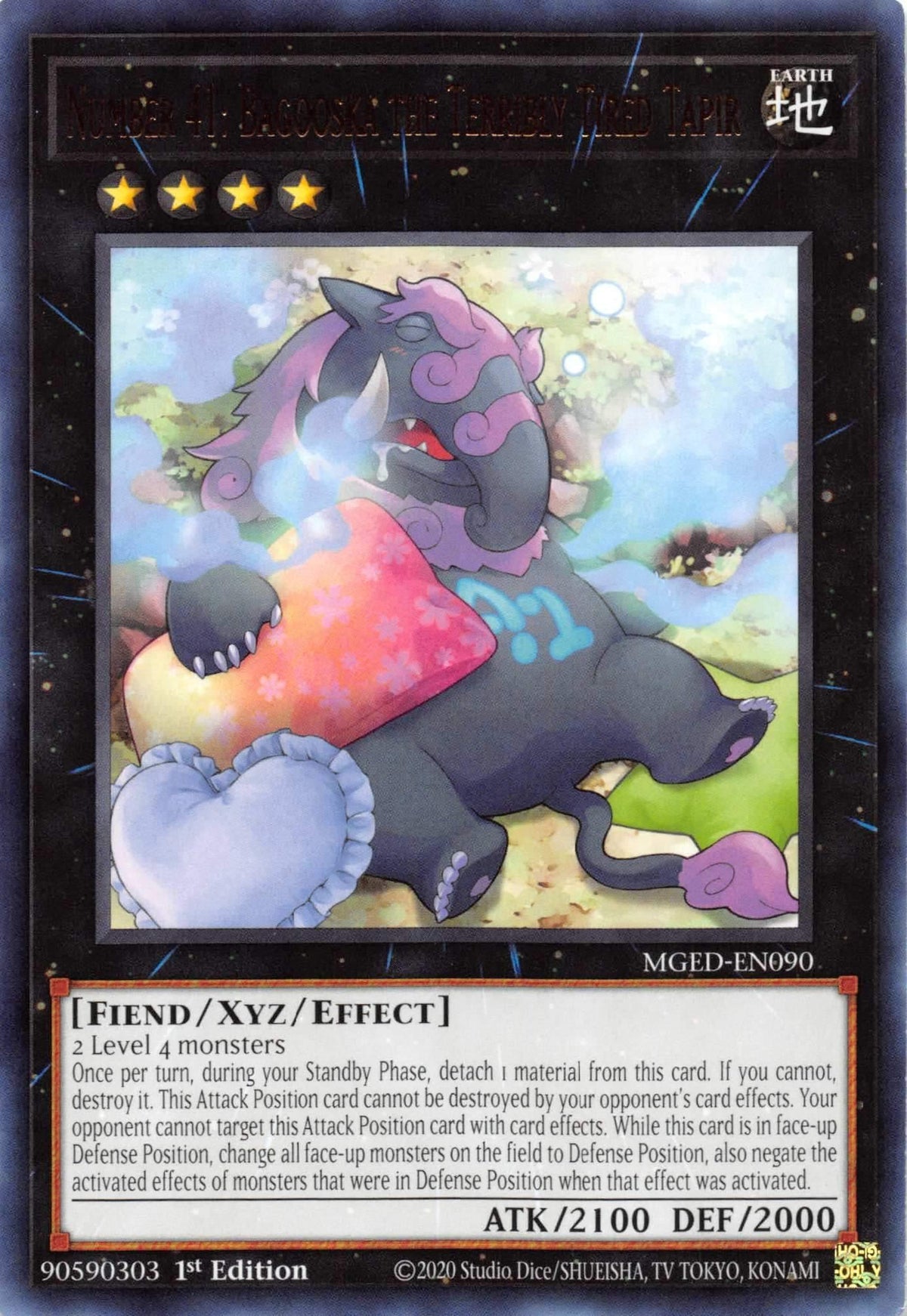 1st Edition, Earth, Fiend, Maximum Gold: El Dorado, Rare, Xyz/Effect Monster Number 41: Bagooska the Terribly Tired Tapir [MGED-EN090] Rare - Trading Card World