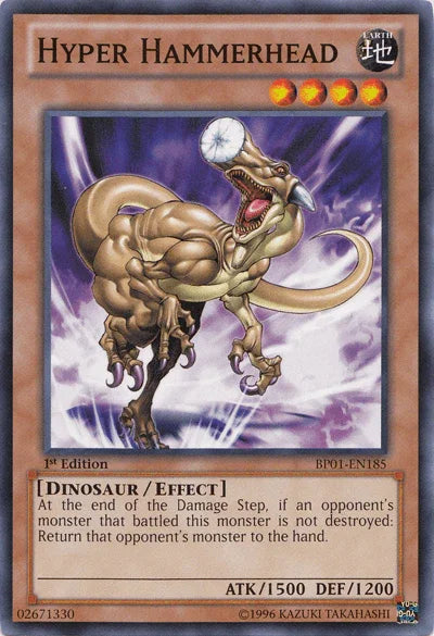 1st Edition, Battle Pack: Epic Dawn, Common, Dinosaur, Earth, Effect Monster, Unlimited Hyper Hammerhead [BP01-EN185] Common - Trading Card World