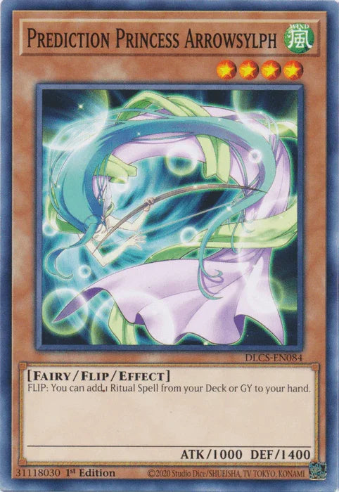 1st Edition, Common, Dragons of Legend: The Complete Series, Fairy, Flip/Effect Monster, Wind Prediction Princess Arrowsylph [DLCS-EN084] Common - Trading Card World