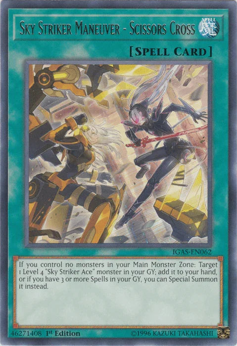 1st Edition, Ignition Assault, Normal Spell, Rare, Spell, Unlimited Sky Striker Maneuver - Scissors Cross [IGAS-EN062] Rare - Trading Card World