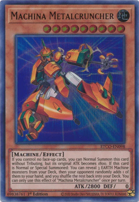 1st Edition, Earth, Effect Monster, Eternity Code, Machine, Ultra Rare Machina Metalcruncher [ETCO-EN098] Ultra Rare - Trading Card World