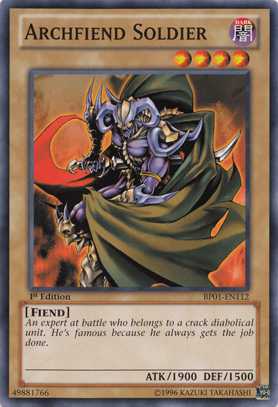1st Edition, Battle Pack: Epic Dawn, Common, Dark, Fiend, Normal Monster, Unlimited Archfiend Soldier [BP01-EN112] Common - Trading Card World