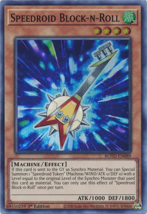1st Edition, Effect Monster, Machine, Rise of the Duelist, Super Rare, Wind Speedroid Block-n-Roll [ROTD-EN089] Super Rare - Trading Card World