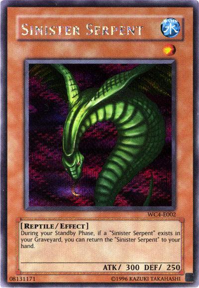 Effect Monster, Prismatic Secret Rare, Reptile, Unlimited, Water, World Championship 2004: GBA Promo Sinister Serpent [WC4-E002] Prismatic Secret Rare - Trading Card World