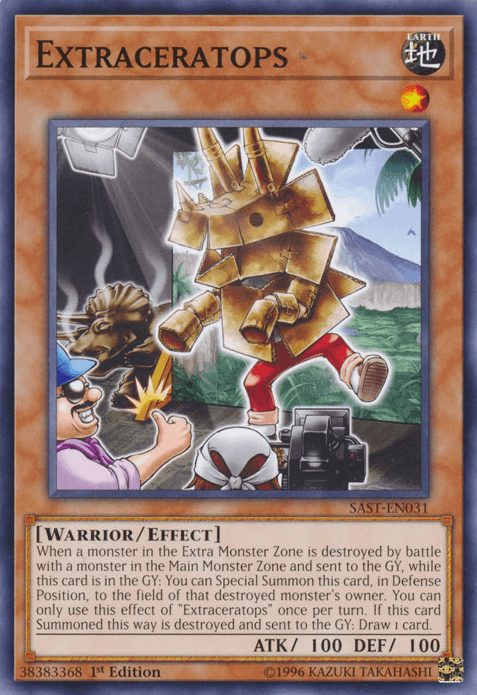 1st Edition, Common, Earth, Effect Monster, Savage Strike, Unlimited, Warrior Extraceratops [SAST-EN031] Common - Trading Card World