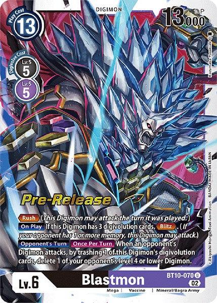 BT10-070, Digimon, Mega, Mineral/Bagra Army, Purple;Black, Uncommon, Vaccine, Xros Encounter Pre-Release Cards Blastmon [BT10-070] [Xros Encounter Pre-Release Cards] - Trading Card World
