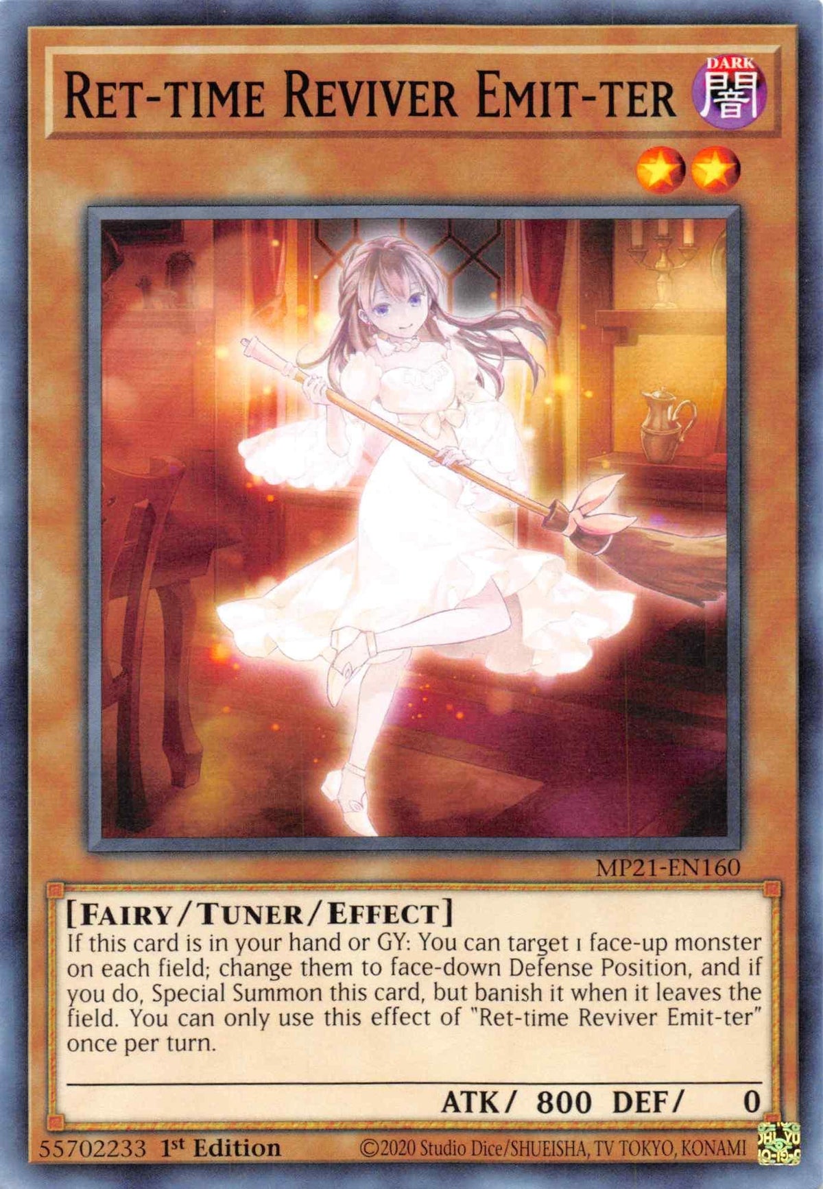 1st Edition, 2021 Tin of Ancient Battles, Common, Dark, Fairy, Tuner/Effect Monster Ret-time Reviver Emit-ter [MP21-EN160] Common - Trading Card World