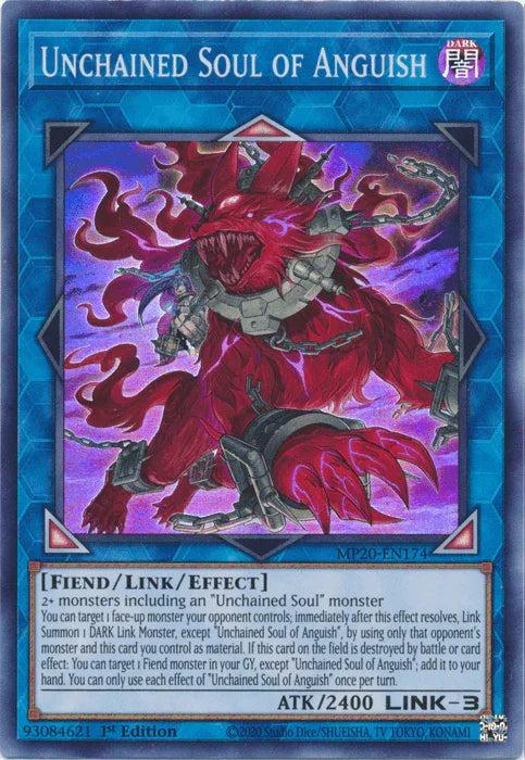 1st Edition, 2020 Tin of Lost Memories, Dark, Fiend, Link/Effect Monster, Super Rare Unchained Soul of Anguish [MP20-EN174] Super Rare - Trading Card World
