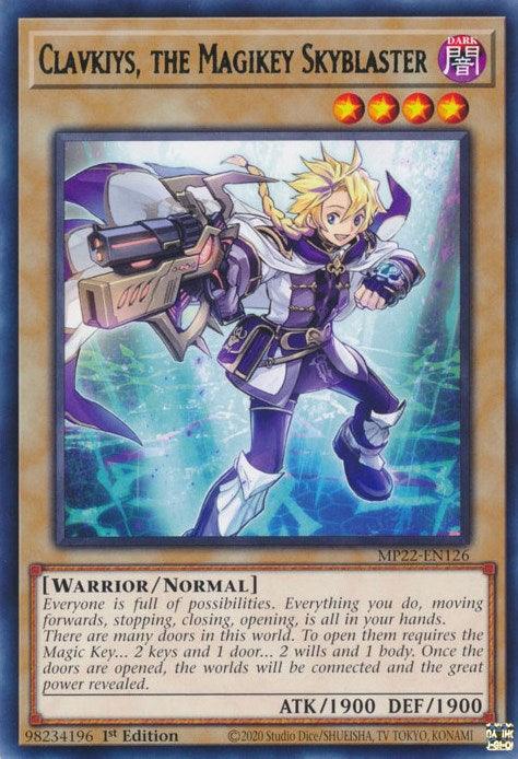 1st Edition, 2022 Tin of the Pharaoh's Gods, Dark, Normal Monster, Rare, Warrior Clavkiys, the Magikey Skyblaster [MP22-EN126] Rare - Trading Card World