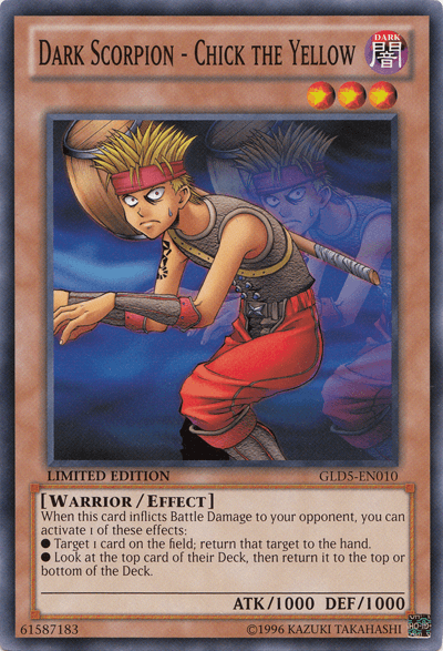 Common, Dark, Effect Monster, Gold Series: Haunted Mine, Limited, Warrior Dark Scorpion - Chick the Yellow [GLD5-EN010] Common - Trading Card World