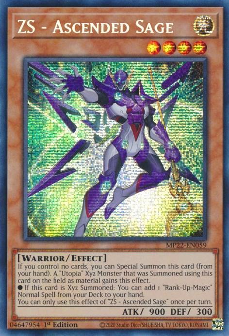 1st Edition, 2022 Tin of the Pharaoh's Gods, Effect Monster, Light, Prismatic Secret Rare, Warrior ZS - Ascended Sage [MP22-EN059] Prismatic Secret Rare - Trading Card World