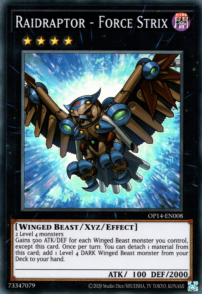 Dark, OTS Tournament Pack 14, Super Rare, Unlimited, Winged Beast, Xyz/Effect Monster Raidraptor - Force Strix [OP14-EN008] Super Rare - Trading Card World