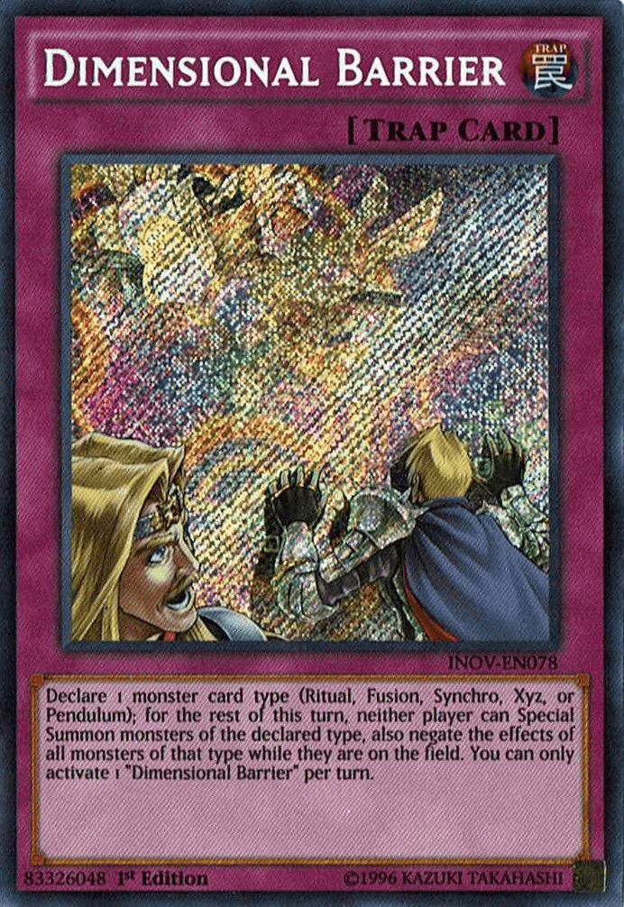 1st Edition, Invasion: Vengeance, Normal Trap, Secret Rare, Trap, Unlimited Dimensional Barrier [INOV-EN078] Secret Rare - Trading Card World