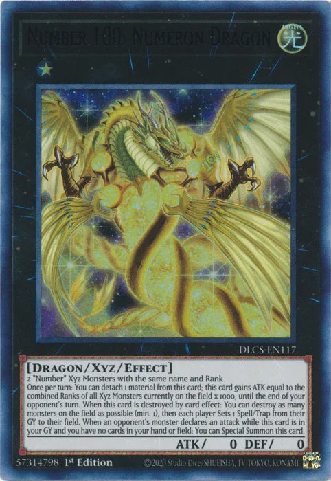 1st Edition, Dragon, Dragons of Legend: The Complete Series, Light, Ultra Rare, Xyz/Effect Monster Number 100: Numeron Dragon (Purple) [DLCS-EN117] Ultra Rare - Trading Card World