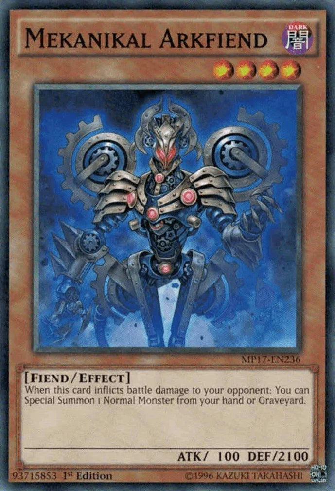 1st Edition, 2017 Mega-Tins Mega Pack, Common, Dark, Effect Monster, Fiend Mekanikal Arkfiend [MP17-EN236] Common - Trading Card World