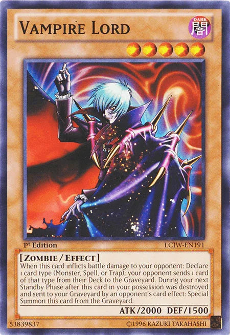 1st Edition, Common, Dark, Effect Monster, Legendary Collection 4: Joey's World, Zombie Vampire Lord [LCJW-EN191] Common - Trading Card World